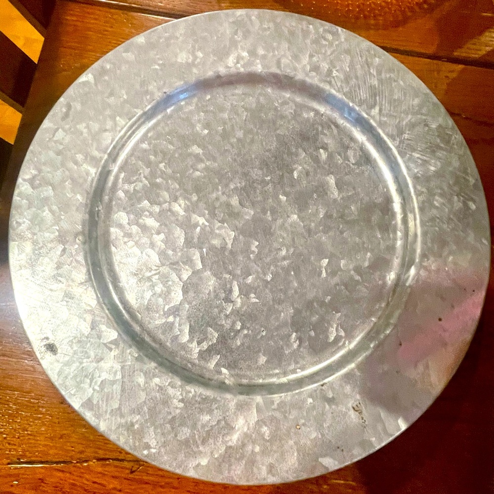 Galvanized Metal Plate Chargers, Price is for all 8 chargers